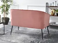 Designerska sofa ławka ESTEL PUDROWA NA CZARNYCH NOGACH - subtelny tył