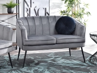 Sofa estel szary welur, podstawa czarny
