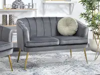Produkt: Sofa estel szary welur, podstawa złoty