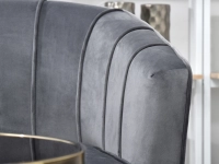 Sofa glamour ESTEL SZARA z weluru na ZŁOTYCH NOGACH - pionowe przeszycia w oparciu