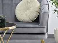 Sofa glamour ESTEL SZARA z weluru na ZŁOTYCH NOGACH - detale