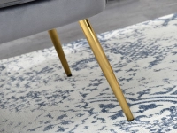 Sofa glamour ESTEL SZARA z weluru na ZŁOTYCH NOGACH - złota podstawa