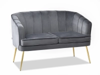Sofa glamour ESTEL SZARA z weluru na ZŁOTYCH NOGACH