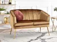 Sofa estel złoty welur, podstawa złoty