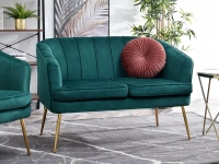 Sofa estel zielony welur, podstawa złoty