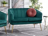 Produkt: Sofa estel zielony welur, podstawa złoty