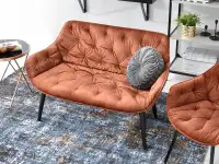 Designerska sofa aksamitna IDIL MIEDZIANA z pikowaniem - widok z góry