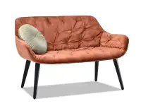Designerska sofa aksamitna IDIL MIEDZIANA z pikowaniem
