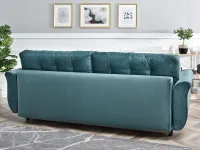 Sofa w stylu glamour LANTI MORSKA z funkcją spania - tapicerowany tył