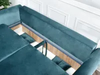 Sofa w stylu glamour LANTI MORSKA z funkcją spania - pojemnik na pościel