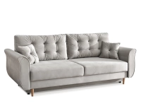 Welurowa sofa LANTI POPIELATA rozkładana z pojemnikiem