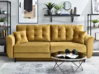 Produkt: Sofa lanti złota welur, podstawa czarny