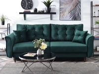 Sofa lanti zielony welur, podstawa orzech