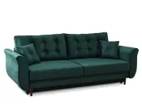 Sofa welurowa glamour LANTI ZIELONA pikowana z poduszkami