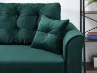 Sofa welurowa glamour LANTI ZIELONA pikowana z poduszkami - pikowane poduchy