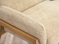 Sofa 2-osobowa do salonu LAO BEŻ BOUCLE- DĘBOWA NOGA - stylowa tkanina