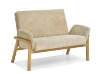 Sofa 2-osobowa do salonu LAO BEŻ BOUCLE- DĘBOWA NOGA