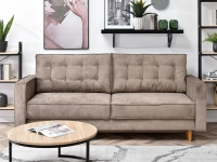 Sofa lavia beż welur, podstawa dąb naturalny