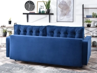 Sofa welurowa LAVIA GRANAT z funkcją spania i pojemnikiem - tapicerowany tył