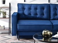 Sofa welurowa LAVIA GRANAT z funkcją spania i pojemnikiem - nowoczesna forma