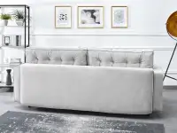Komfortowa sofa wolnostojąca LAVIA POPIELATA z pojemnikiem - tapicerowany tył