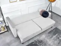 Komfortowa sofa wolnostojąca LAVIA POPIELATA z pojemnikiem - funkcja spania
