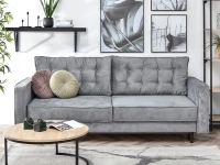 Sofa lavia szary tkanina, podstawa orzech