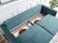 Sofa LAVIA TURKUS pikowana ze schowkiem i funkcją spania - pojemnik na pościel