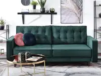 Produkt: Sofa lavia zielony welur, podstawa orzech