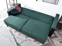 Komfortowa sofa wolnostojąca LAVIA BUTELKOWA ZIELEŃ - powierzchnia spania