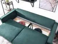 Komfortowa sofa wolnostojąca LAVIA BUTELKOWA ZIELEŃ - pojemnik