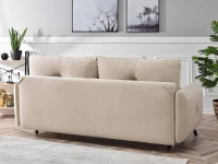 Sofa LULU ECRU tapicerowana welurem z funkcją rozkładania - tyl kanapy