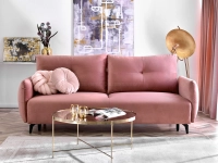 Sofa lulu pudrowy welur, podstawa czarny