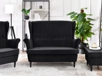 Sofa malmo czarny welur, podstawa czarny