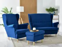 Sofa tapicerowana welurem MALMO GRANAT - BUK - komplet tapicerowany