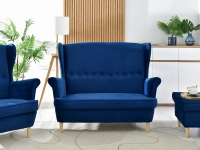 Sofa malmo granatowy welur, podstawa buk