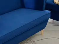 Sofa tapicerowana welurem MALMO GRANAT - BUK - miękkie siedzisko