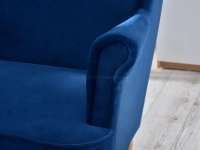 Sofa tapicerowana welurem MALMO GRANAT - BUK - zaokrąglone podłokietniki