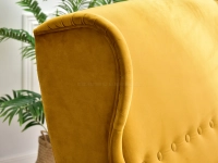 Sofa dwuosobowa tapicerowana MALMO MIODOWY WELUR - BUK  - charakterystyczne detale
