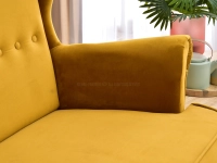 Sofa dwuosobowa tapicerowana MALMO MIODOWY WELUR - BUK  - charakterystyczne detale