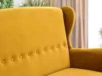 Sofa dwuosobowa tapicerowana MALMO MIODOWY WELUR - BUK  - charakterystyczne detale