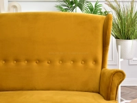 Sofa dwuosobowa tapicerowana MALMO MIODOWY WELUR - BUK  - charakterystyczne detale