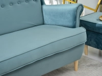 Sofa uszak MALMO MORSKI - NOGI BUK - welurowa sofa wypoczynkowa