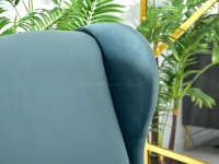 Sofa uszak MALMO MORSKI - NOGI BUK - welurowa kanapa do pokoju