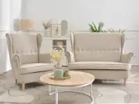Sofa wypoczynkowa MALMO PIASKOWA - nogi BUK - zestaw mebli do salonu