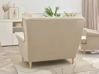 Sofa wypoczynkowa MALMO PIASKOWA - nogi BUK - stylowa kanapa 