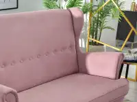 Skandynawska sofa 2 osobowa uszak MALMO PUDROWA - BUK - charakterystyczne detale