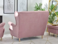 Skandynawska sofa 2 osobowa uszak MALMO PUDROWA - BUK - tapicerowany tył