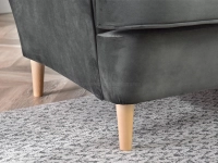 Mała sofa styl skandynawski MALMO SZARA I BUKOWE NÓŻKI - drewniane nogi
