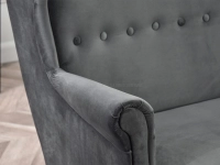 Mała sofa styl skandynawski MALMO SZARA I BUKOWE NÓŻKI - sofa z weluru